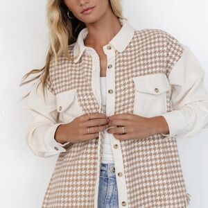NWT Houndstooth Shacket/Taupe